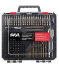 Front view of 120 Piece Drilling and Screw Driving Bit Set With Bit Grip, Handy Carry Case, All In One Kit For Home, Auto And DIY Projects, Gotta Have Value Versus Buying Bits Separately, showing organized bits in clear case.