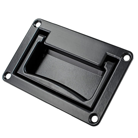 Concealed recessed pull handle in black zinc alloy flush mount hidden door hardware for cabinets, closets, drawers 95mm by 60mm