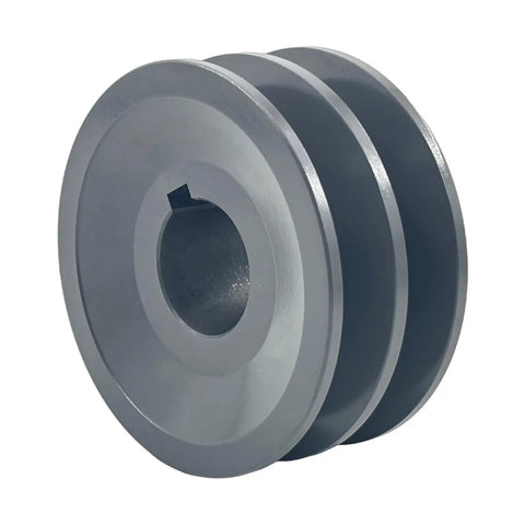 2 Groove V Belt Pulley 3.05 Inch Outside Diameter 1 Inch Bore Cast Iron For A AX 3L 4L V Belts With One Quarter By One Eighth Keyseat Static Balanced Built To Last Durable Rust Resistant Finish Fits Standard Shafts