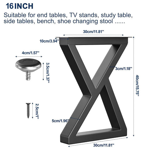 Heavy Duty 16 Inch Metal Bench And Table Leg Set In Black With Z Shape Design Built To Last DIY Ready Furniture Legs