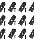 Rock Solid Heavy Duty Table Leaf Lock Hardware Kit For Expandable Dining Tables And Workshop Stands features 12 black metal locks with screws.