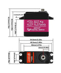 Badass 35Kg Digital Steering Servo With Rock Solid 3235 Motor And Wicked Smooth 270 Degree Rotation For Gnarly 1 8 And 1 10 RC Car Builds And Trails, dimensions labeled.