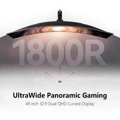 49 Inch OLED Curved Ultrawide Gaming Monitor That Cranks Out 5120x1440, 240Hz, 0.03ms curvature detail, panoramic display