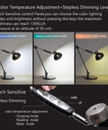 LED Desk Lamp With Metal Swing Arm, 1500 Lumens, Vintage Industrial Reading Light With Gesture Control in three color modes