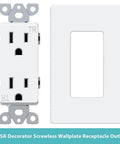 Decorator Receptacle Outlet With Screwless Wall Plate Included For Easy Install 15 Amp 125 Volt Tamper Resistant Electrical Outlet 2 Pole 3 Wire Self Grounding ETL Listed Glossy White 10 Pack Heavy Duty Polycarbonate