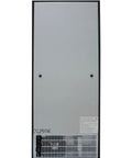 Back view of Top Shelf Commercial Workhorse Refrigerator With Heavy Duty Stainless Exterior And No Sweat Temperature Control.