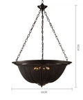 Heavy Duty Black Ceiling Pendant Light With Tassel Aluminum Chain Adjustable Hanging Chandelier For Vintage Cafe And Tea House Slick Finish, 60cm wide, 80cm tall.