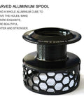 Carved aluminum spool for Ultra Lightweight Spinning Fishing Reel With 12 Plus 1 Ball Bearings, One Way Clutch, Anti-Reverse.