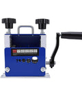 Real Deal Drill Powered Wire Stripper With Heavy Duty Multi Gauge V Rollers, blue metal body for efficient wire stripping.