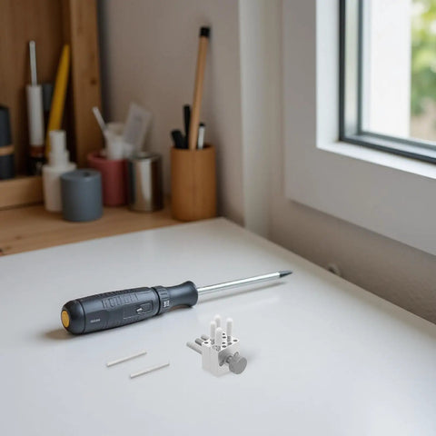 Precision Mini Vise Aluminum Alloy Workholding Tool With Stable Nonmarring Grip Perfect For Crafts, Model Making, Watch Repair, Jewelry Crafting, And Bending As Portable Handheld Device For Pros on a workspace with screwdriver and small parts.