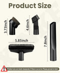 Must Have Crevice Tool, Dusting Brush, Upholstery Tool And Combination Tool Kit For Oreck Vacuums BB870 BB850 BB870AD BB880 With Hose Replacement Set shown with dimensions.