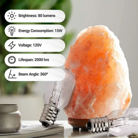 Himalayan salt lamp with Six Pack E12 Candelabra Base 15W Incandescent Bulbs For Himalayan Salt Lamps And Plug In Night Lights Dimmable
