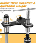 Badass Manual Tapping Machine With Swivel Bench Stand And Tight Grip Chuck For Smooth M3 To M10 Threading Garage Built Extra Heavy Duty Workshop Gear showing double-axis rotation features.