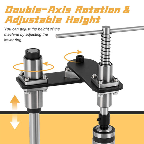 Badass Manual Tapping Machine With Swivel Bench Stand And Tight Grip Chuck For Smooth M3 To M10 Threading Garage Built Extra Heavy Duty Workshop Gear showing double-axis rotation features.