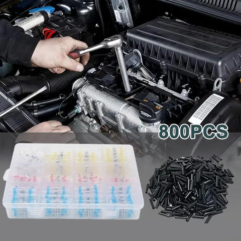 Awesome Heat Shrink Solder Seal Wire Connectors Kit For Car And Boat Wiring No Crimping Needed Waterproof Sealing Transparent Sleeves Perfect For Easy Electrical Repairs At Home Or Garage With Fast Secure Joints. 800pcs kit in case