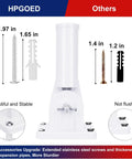 Flag Pole Holder Outdoor Mount For House Flag Poles Built Tough Aluminum Alloy Bracket Rust Free Adjustable Multi Position 1 Inch White Weatherproof Exterior Flag Pole Bracket with screws and anchors shown.