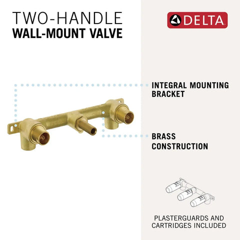 Wall Mount Rough In Valve For 2 Handle Bathroom Faucets And Bathtubs Fits 3 Hole 8 Inch Center To Center Spacing R3500 WL
