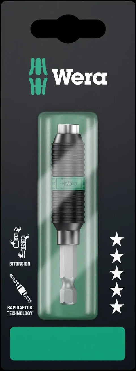 Hexagon 897 Four R SB BiTorsion Rapidaptor Universal Bit Holder in clamshell packaging front view