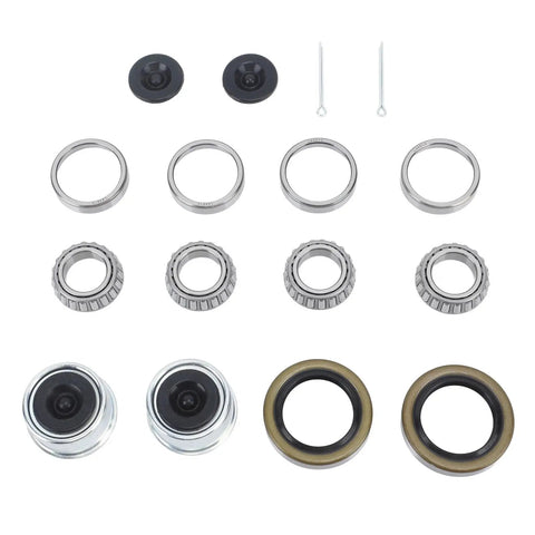 Complete Beefed Up Boat Trailer Axle Hub Wheel Bearing Kit With Grease Seals And 1.98 Inch Dust Caps For 1 1/16 Inch Axles