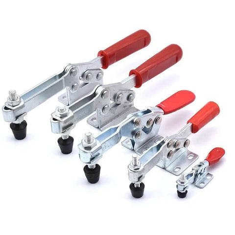 Three Piece Heavy Duty Toggle Clamps With Horizontal Quick Release Locking Self Locking Lever System side view