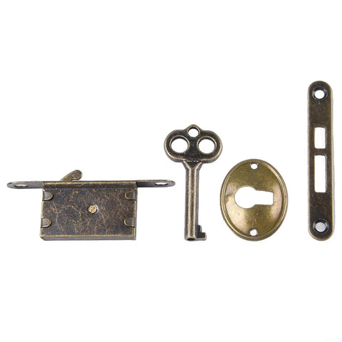 Set Of Five Antique Furniture Locks For Cabinets And Drawers With Old School Vibe Vintage Wood Box Lock With Key Kit