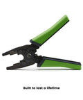 Parallel Crimping Pliers For Keystone Jacks And Field Termination Plugs with green handles, shown side view
