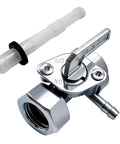 Generator Petcock Fuel Shut Off Valve with M16x1.5 Thread and 22mm Nut for universal gas tank use, includes 90° 1/4-turn valve.