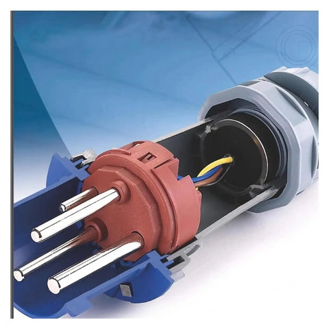 Heavy Duty Industrial Plug And Socket Connector For Surface Or Concealed Installation, showing internal wires and copper core