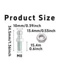Four Pack 10mm Stainless Steel Ball Studs With M8 Thread And Half Inch Long Shank For Quick Easy Install On Universal Gas Lift Struts And Ball Joint End Fittings Hardware Silver.