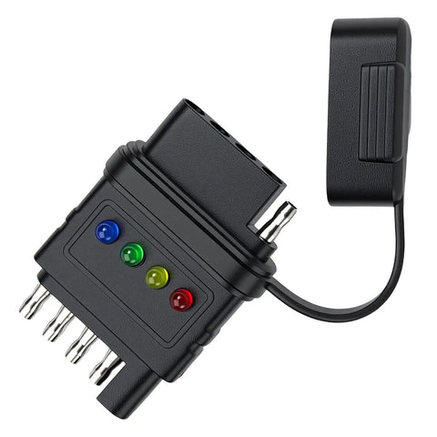 5 Pin Trailer Light Tester Kit With Bright Indicators, Double End 5 Way Flat Trailer Wiring Tester For Turn Signals, Tail Lights And Brakes, Easy Plug And Play Diagnostic Tool To Quickly Troubleshoot Trailer Wiring And Wiring Faults.