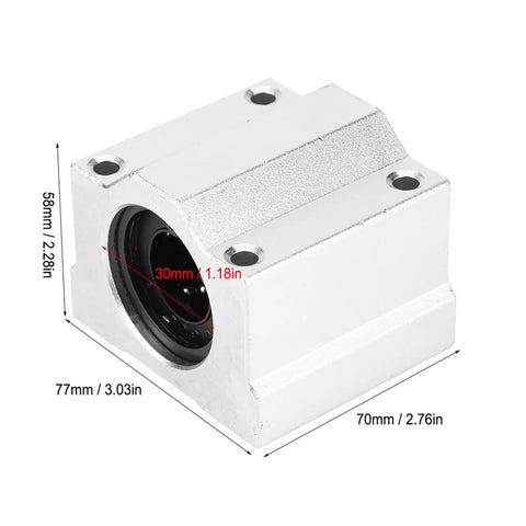 Rock Solid Aluminum Alloy Linear Motion Ball Bearing Slide Block with precise dimensions of 58mm height and 77mm width.