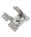 Front view of stainless steel dual-axis torque hinge on mounting base, 360° rotation, single piece