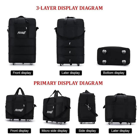 Expandable 18 To 30 Inch Duffle Bag On Wheels For Gym Camping Weekend Trips And Business Travel Water Resistant Oxford Fabric
