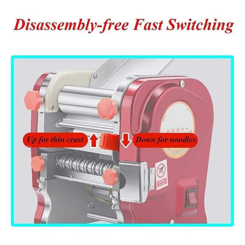 Kick Up Your Pasta Game With This Electric Noodle Machine Cranking Out Homemade Spaghetti And Fresh Dough In Seconds showing control for thickness settings.