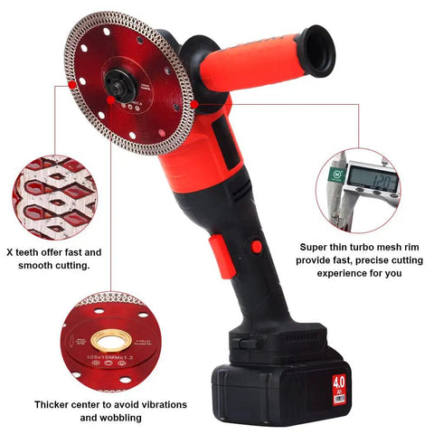 No Sweat 4 Inch Diamond Porcelain Saw Blade For Sliding Through Ceramic Tile Granite Quartz Precision Ground Edges For Smooth Fast Cuts With Minimal Kickback On Handheld Grinders Dry Wet Use