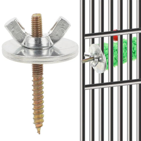 12 Sets Bird Cage Screws Fixing Kit For Stands And Cages Durable Silver Iron Hardware With Screws Cage Nuts Rails Perches And Springboards For Quick Assembly And Secure Mounts, screw and wing nut for cage bars
