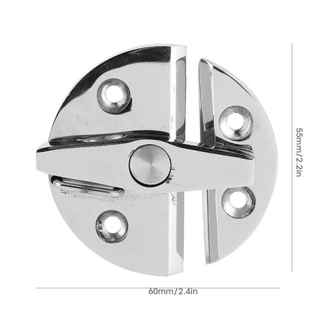 Turn catch rotate lock for boat hatch and cabinet doors, marine-grade 316 stainless steel, 60mm diameter, front view