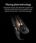 Close-up of Cordless And Corded Hair Straightener With Flexing Plates For Less Heat And Damage showing manganese copper alloy plates.