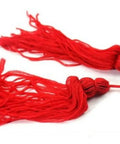 Red tassels of Retractable Tai Chi Sword For Martial Arts And Magic Tricks, Stainless Steel Blade With ABS Handle And Red Tassel, 92cm Overall.