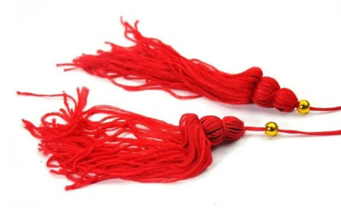 Red tassels of Retractable Tai Chi Sword For Martial Arts And Magic Tricks, Stainless Steel Blade With ABS Handle And Red Tassel, 92cm Overall.