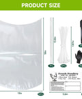 Poultry Shrink Bags Pack Of 50, 13X18 Clear Heat Shrink Wrap Bags, BPA Free Freezer Bags with accessories including zip ties, straw, labels, gloves