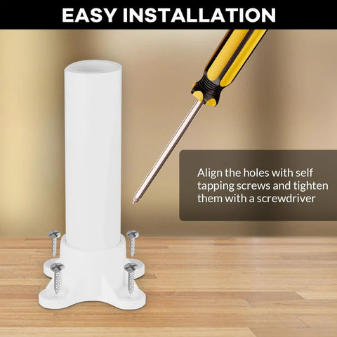 Easy installation of 12 Pack PVC Flanges For 1 Inch PVC Pipe Table Screw Cap Fittings with screwdriver and screws.