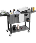 80 Quart Rolling Ice Chest With Divider Holds 110 Cans Or 50 Bottles Portable Outdoor Drink Cart With Bottom Shelf Foldable Side Shelves Swivel Wheels Beer Cooler Party Bar On Wheels Bottle Opener