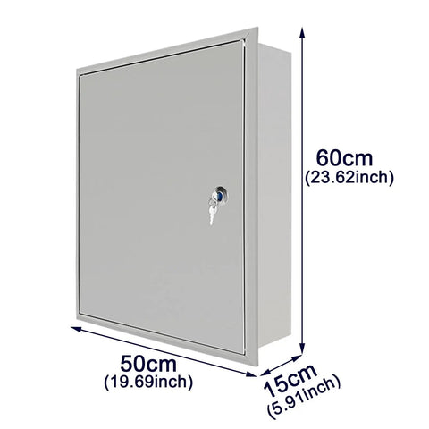Waterproof Outdoor Electrical Box Enclosure With Recessed In Wall Outlet And Cable Management Hidden Wiring Cabinet Lockable Junction Box For Home And Commercial Use Built To Take On Tough Weather And Rust Resistant Galvanized Steel, 60x50x15cm