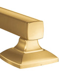 Close-up of a 12 Inch Brushed Gold Stainless Steel Bathroom Safety Grab Bar, Transitional Style, Anti Slip Design, Strong Grip Base.