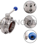 Beefed Up Heavy Duty Sanitary Butterfly Valve With Pull Handle 304 Stainless Steel Four Inch Tube OD Tri Clamp Clover