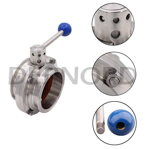 Beefed Up Heavy Duty Sanitary Butterfly Valve With Pull Handle 304 Stainless Steel Four Inch Tube OD Tri Clamp Clover