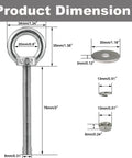 Heavy Duty Stainless Steel Eye Bolts 4 Pack With Nuts And Washers M8 By 76mm For Boat Hanging Swing Tie Downs And Outdoor Lifting Marine Grade 304 Stainless Each Rated About 308 Lbs Safe Load Rugged Marine Hardware, dimensioned