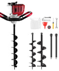 Beast Of A 52cc Gas Powered Post Hole Digger Earth Auger With 4 Inch 6 Inch 8 Inch Bits And Three 10 Inch Extension Rods