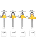 Get The Best Router Bit Set For Your Woodworking Projects With This 4 Piece Round Over Flush Trim Tool Kit Featuring Carbon Steel 1/4 Inch Shank Bits, four 1/4 inch shank router bits sizes 3/4 to 1-1/8 inches for trimming.
